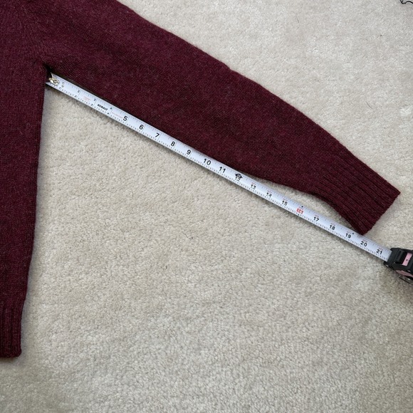 Vtg LL Bean 100% Wool Nordic Fair Isle Henley Sweater Womens Small/38 Maroon - Picture 6 of 9